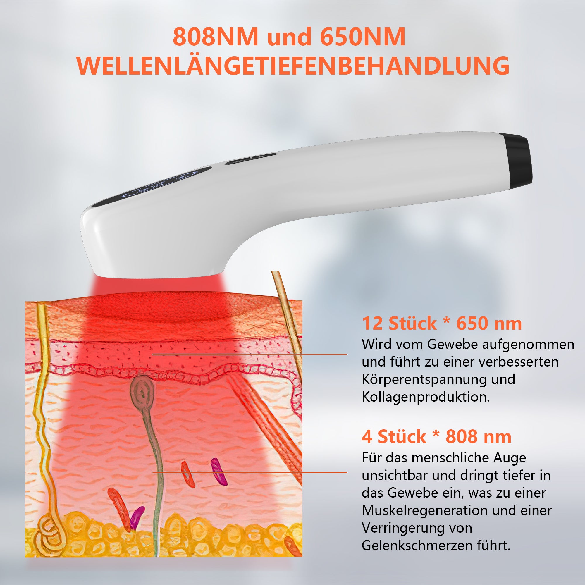 KTS Kaltlaser-Therapiegerät zur Muskelentlastung (4 x 808 nm + 12 x 650 nm)
