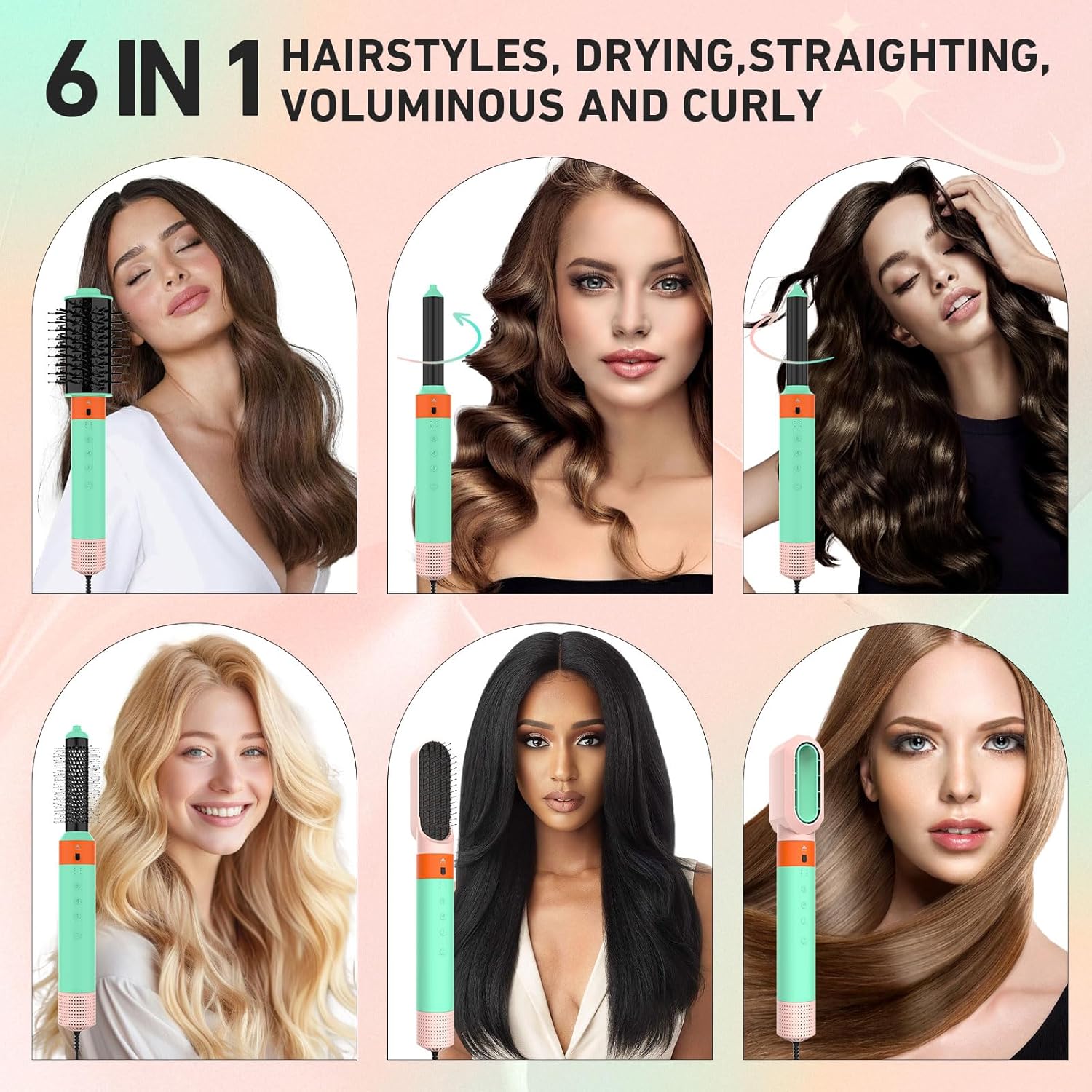 6-in-1-Haartrocknerbürste mit professionellem Air-Hair-Styler-Set
