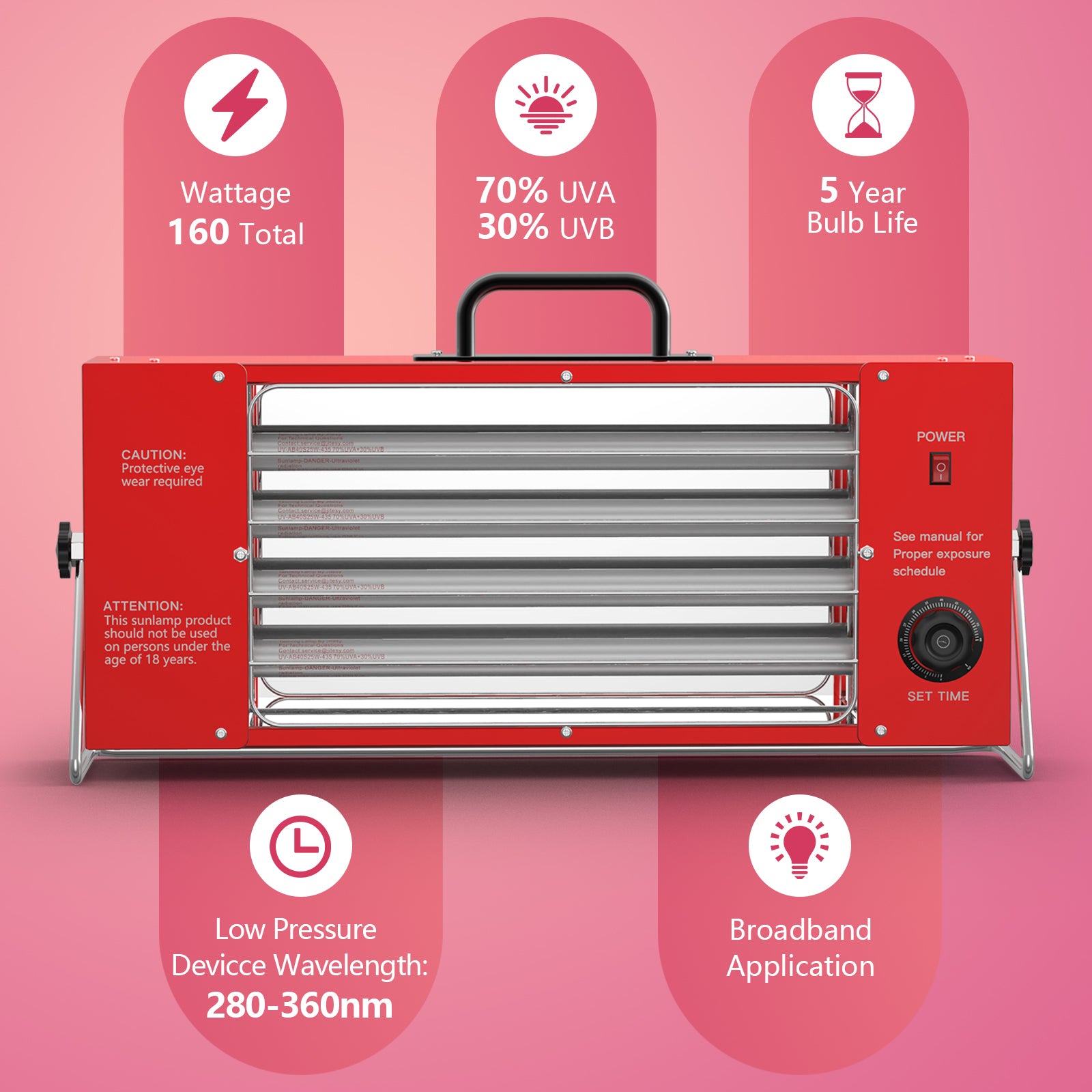 Jitesy Sun Innenverstellbare UVB/UVA-Bräunungslampe für Zuhause 5.0